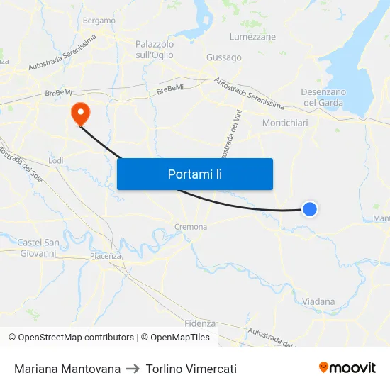 Mariana Mantovana to Torlino Vimercati map