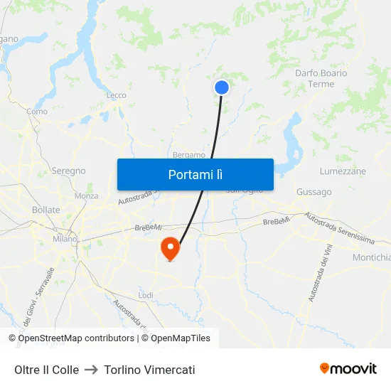 Oltre Il Colle to Torlino Vimercati map