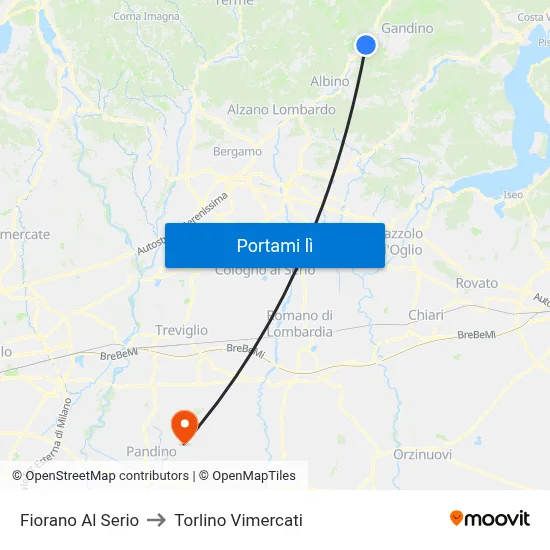 Fiorano Al Serio to Torlino Vimercati map