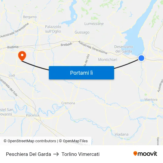 Peschiera Del Garda to Torlino Vimercati map