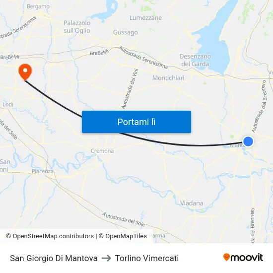 San Giorgio Di Mantova to Torlino Vimercati map
