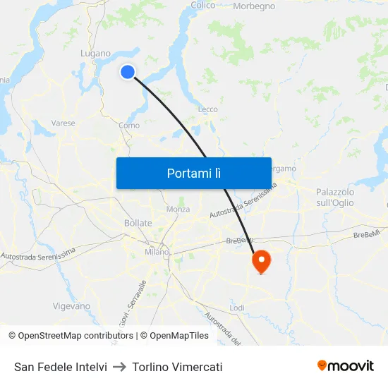 San Fedele Intelvi to Torlino Vimercati map