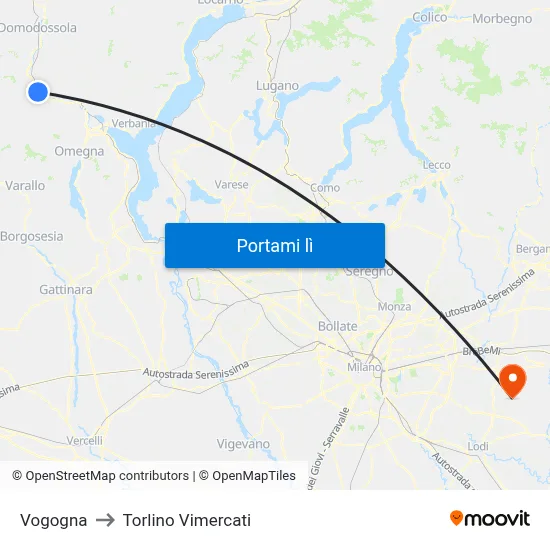 Vogogna to Torlino Vimercati map
