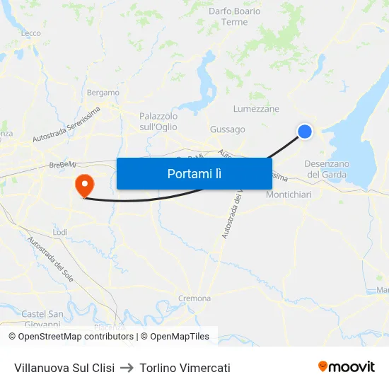 Villanuova Sul Clisi to Torlino Vimercati map