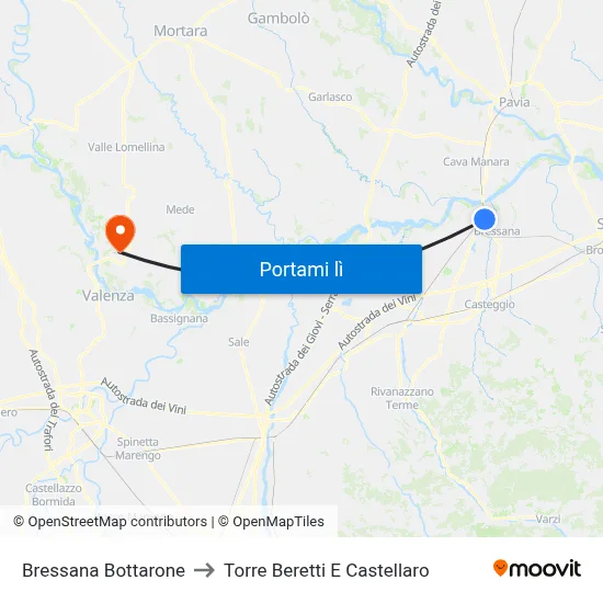 Bressana Bottarone to Torre Beretti E Castellaro map