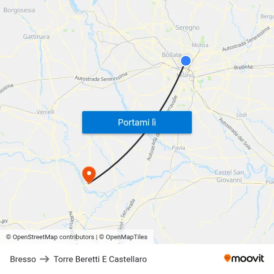 Bresso to Torre Beretti E Castellaro map