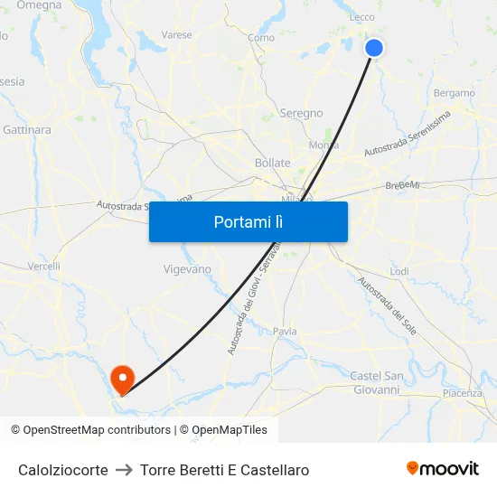 Calolziocorte to Torre Beretti E Castellaro map