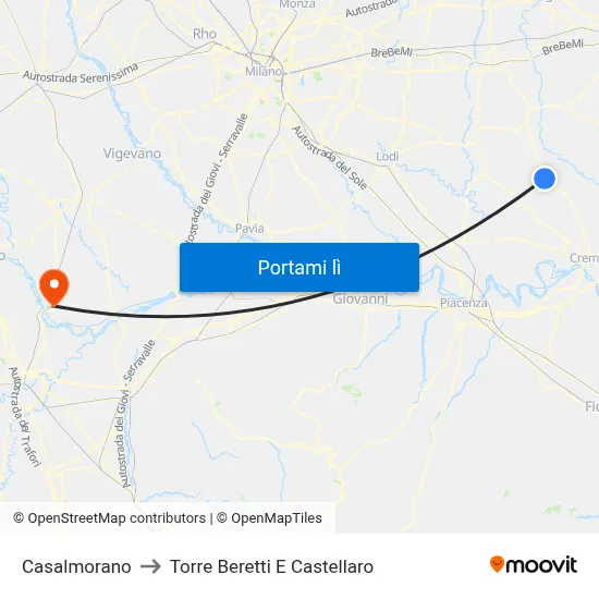 Casalmorano to Torre Beretti E Castellaro map
