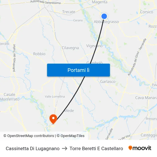Cassinetta Di Lugagnano to Torre Beretti E Castellaro map
