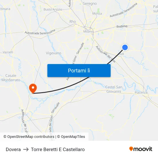 Dovera to Torre Beretti E Castellaro map