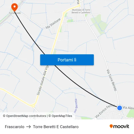 Frascarolo to Torre Beretti E Castellaro map