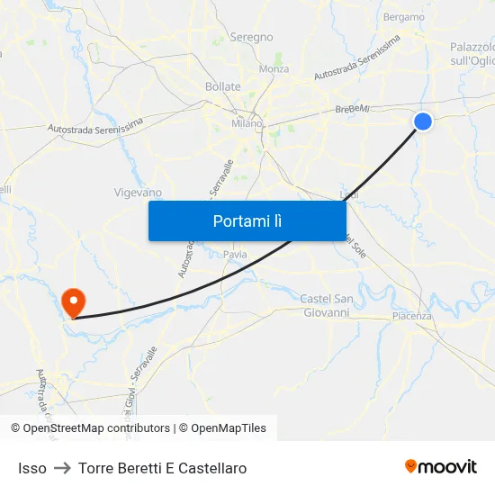 Isso to Torre Beretti E Castellaro map