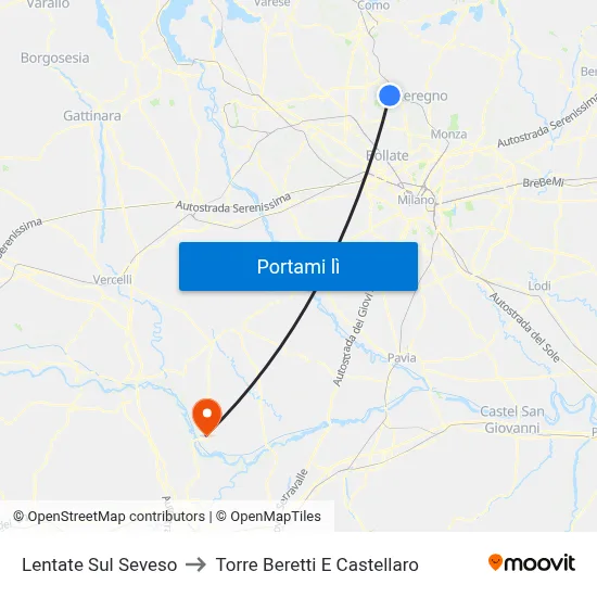 Lentate Sul Seveso to Torre Beretti E Castellaro map