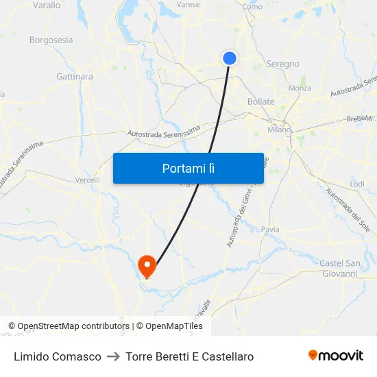 Limido Comasco to Torre Beretti E Castellaro map