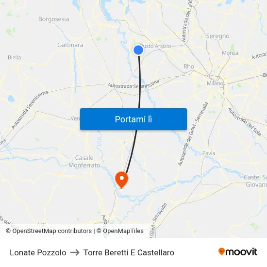 Lonate Pozzolo to Torre Beretti E Castellaro map