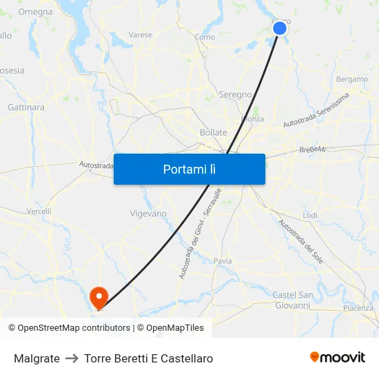 Malgrate to Torre Beretti E Castellaro map