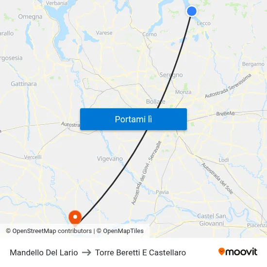 Mandello Del Lario to Torre Beretti E Castellaro map