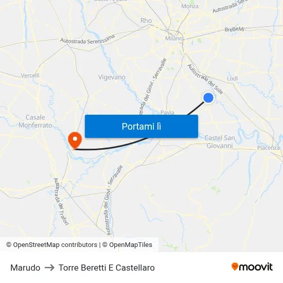 Marudo to Torre Beretti E Castellaro map