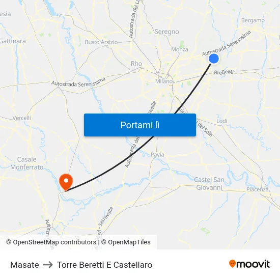 Masate to Torre Beretti E Castellaro map
