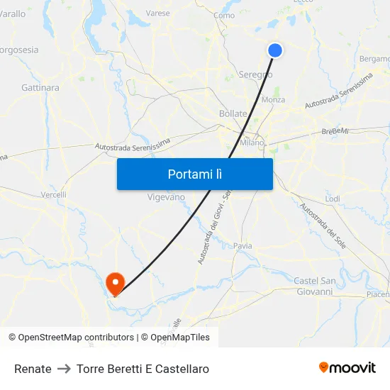 Renate to Torre Beretti E Castellaro map