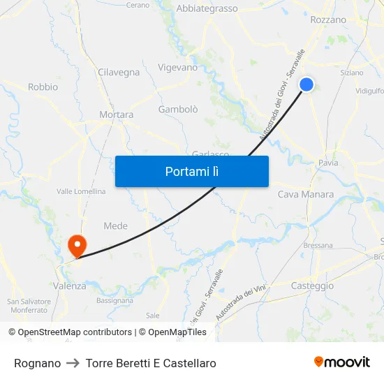 Rognano to Torre Beretti E Castellaro map