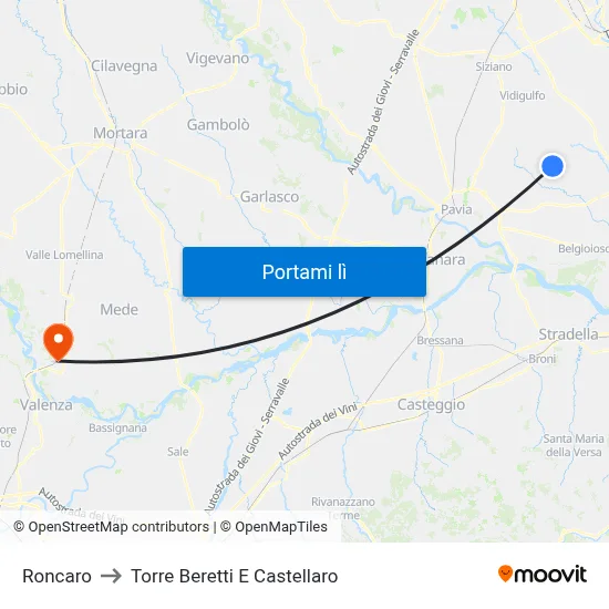 Roncaro to Torre Beretti E Castellaro map