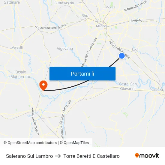 Salerano Sul Lambro to Torre Beretti E Castellaro map