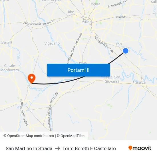 San Martino In Strada to Torre Beretti E Castellaro map