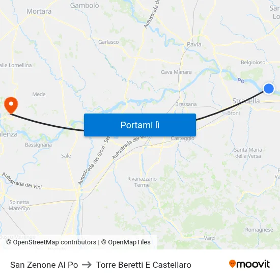 San Zenone Al Po to Torre Beretti E Castellaro map