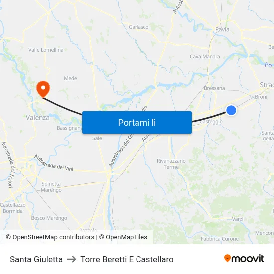 Santa Giuletta to Torre Beretti E Castellaro map