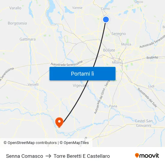 Senna Comasco to Torre Beretti E Castellaro map