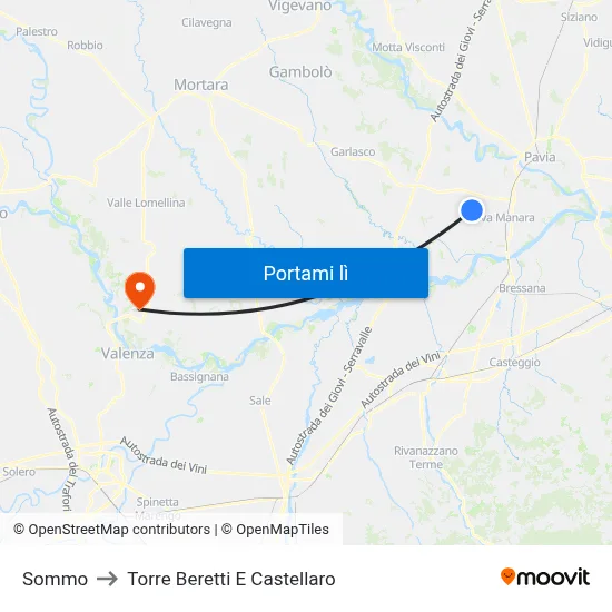 Sommo to Torre Beretti E Castellaro map