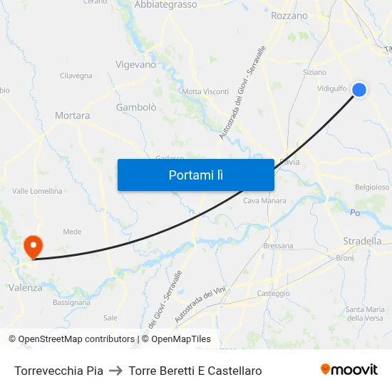 Torrevecchia Pia to Torre Beretti E Castellaro map