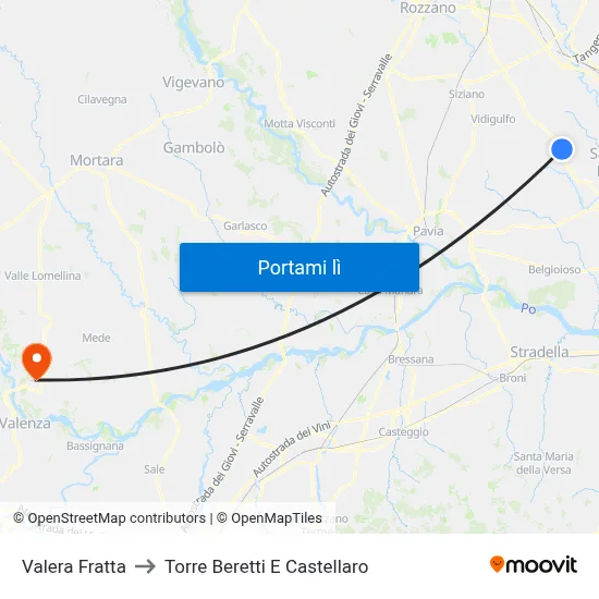 Valera Fratta to Torre Beretti E Castellaro map