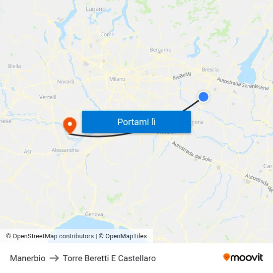Manerbio to Torre Beretti E Castellaro map