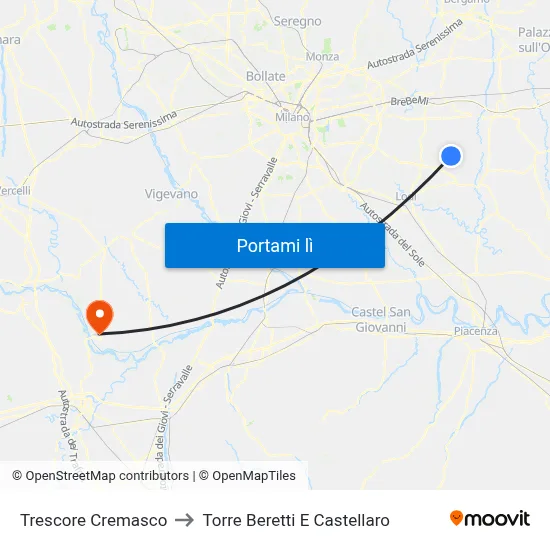 Trescore Cremasco to Torre Beretti E Castellaro map