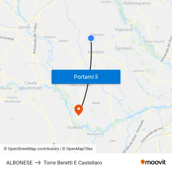 ALBONESE to Torre Beretti E Castellaro map