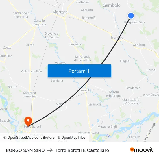 BORGO SAN SIRO to Torre Beretti E Castellaro map