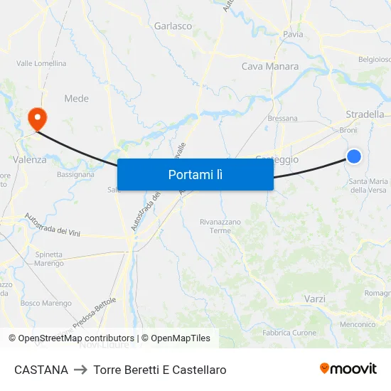 CASTANA to Torre Beretti E Castellaro map