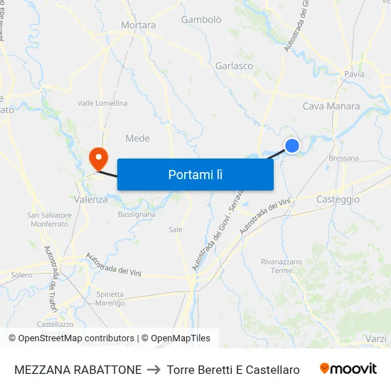 MEZZANA RABATTONE to Torre Beretti E Castellaro map
