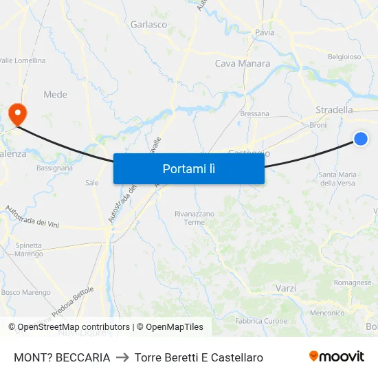 MONT? BECCARIA to Torre Beretti E Castellaro map