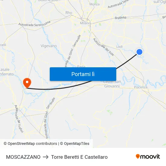 MOSCAZZANO to Torre Beretti E Castellaro map