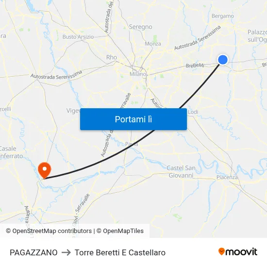 PAGAZZANO to Torre Beretti E Castellaro map