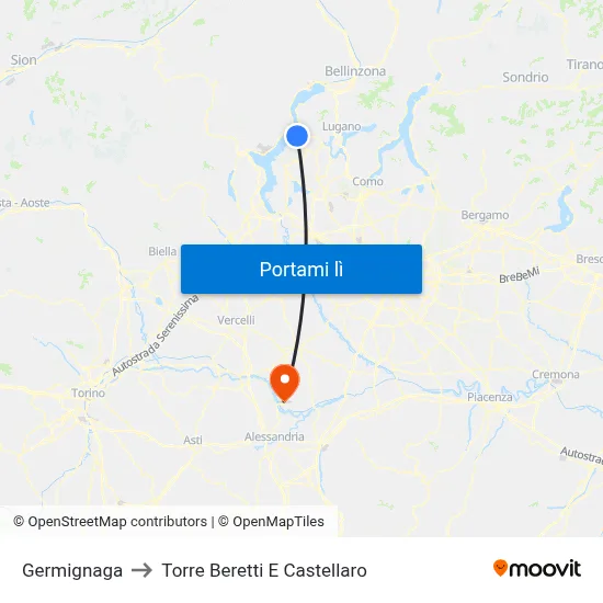 Germignaga to Torre Beretti E Castellaro map
