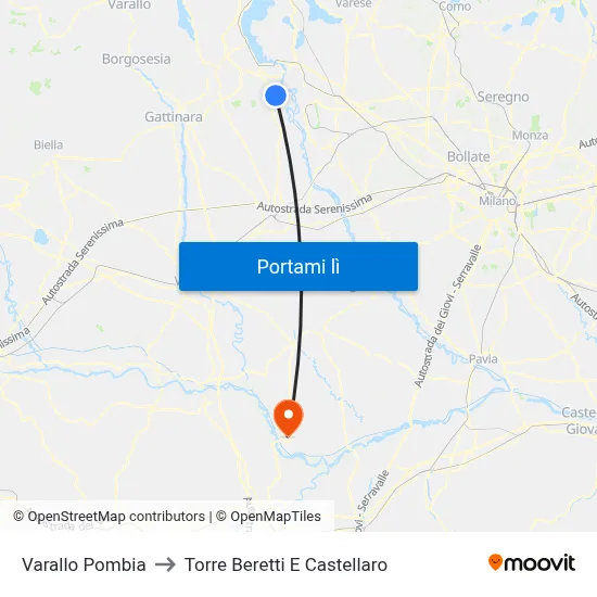 Varallo Pombia to Torre Beretti E Castellaro map