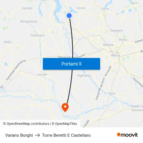 Varano Borghi to Torre Beretti E Castellaro map