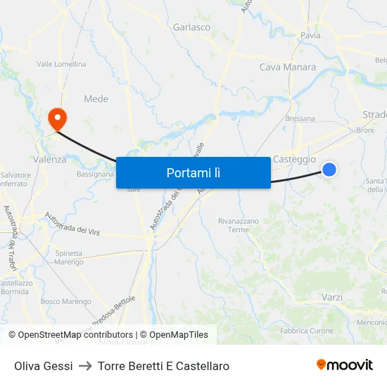 Oliva Gessi to Torre Beretti E Castellaro map