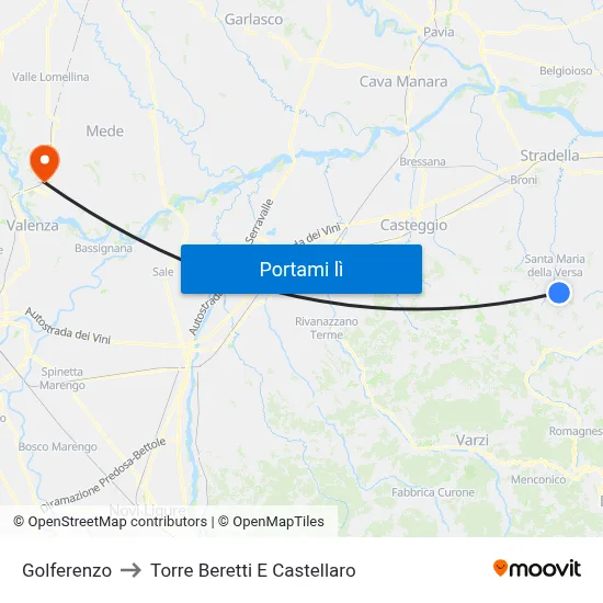 Golferenzo to Torre Beretti E Castellaro map