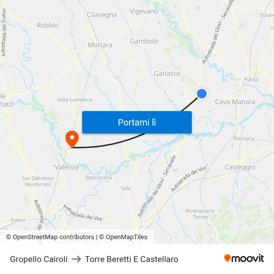 Gropello Cairoli to Torre Beretti E Castellaro map