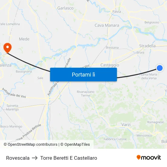 Rovescala to Torre Beretti E Castellaro map